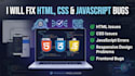 fix HTML CSS javascript bugs and responsive design issues