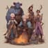 do group party character art, dnd party