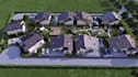 render 3d residential site plan layout,townhouse complex visual,sketchup terrain