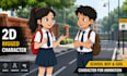 create 2d cartoon characters and 2d map environment for different purpose