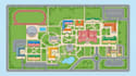 design interactive campus map illustration, university, school wayfinding map