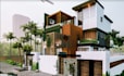 remodel modern villa design, brick facade,3d minimalist home elevation,d5 render