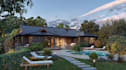 construct residential hilltop,multifamily real estate, backyard patio,cgi render