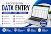 do accurate data entry, copy typing, microsoft excel, and web research