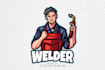 create a professional welding logo with industrial style