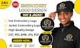 digitize embroidery log hat jacket and shirt