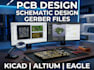 create pcb design, schematic, gerber files in kicad altium and eagle