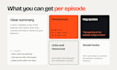 write podcast show notes and youtube summaries with timestamps