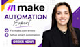 setup fix make com, made com,make com automation, zapier, make com scenario