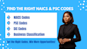 find naics codes psc codes and government contract classifications
