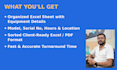 do excel data entry for heavy equipment and mining machinery records