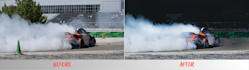 professional car photography, drift, motion and static shots