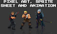 create a high quality pixel art character animation spritesheet character design