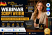 write well converting webinar script powerpoint presentation slides sales funnel