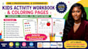 create KDP activity workbook, puzzle maze, kid coloring page, learning worksheet