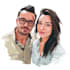 draw a watercolor couple portrait