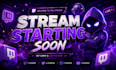 design animated twitch stream overlay, twitch logo, panels, screens, alerts