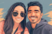 draw a watercolor couple portrait