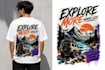 do mountain adventure ,outdoor, summer ,surf t shirt design