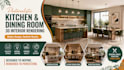 create photorealistic kitchen and dining room 3d interior rendering