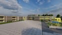create 3d warehouse, facility, industrial building, space with realistic render