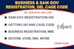 do sam gov registration, uei, and cage code setup