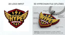 convert your 2d hypechain idea into a 3d printable stl file