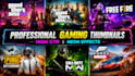 create neon gaming thumbnails, banners and stream graphics