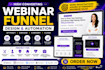 webinar funnel using gohighlevel, clickfunnels or systeme io with automation