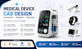 perform medical device cad design, 3d model, product rendering, prototype