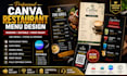 design editable canva restaurant menu, food menu, digital menu, cafe menu
