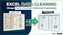 do data entry, data cleaning, excel data merge and split