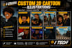 create custom urban inspired 2d cartoon illustrations