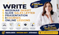 write webinar skript slide sales letter prasentation ecourses online lessons