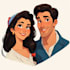 create a romantic couple portrait in my art style