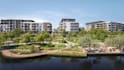 complex apartment site plan,3d cityscape render from google earth link,urban cgi