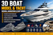 3d boat model, yatch design, marine animation, ship model, rendering
