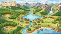 hiking map, trail map, topographic map, transit map, outdoor map illustration