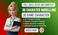 build, setup and complete 3d character modelling 3d game character