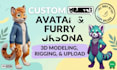 custom vrchat avatar, furry fursona 3d model with rigging and upload