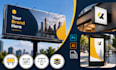 create billboard mockup, signage presentation, photoshop, PSD, brand mockup