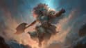 create cinematic game key art, splash character illustration