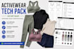 design activewear tech pack with technical drawing and flat sketch