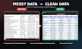 clean excel data, split, merge files, and remove duplicates