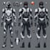draw a detailed character turnaround with multiple views
