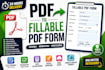 convert PDF to fillable PDF form, editable adobe acrobat form with calculations