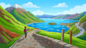draw a flat vector landscape illustration