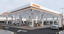 restyle 3d gas station design, petrol station external cgi render, site 3d model
