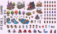isometric pixel art game assets sprite sheet tileset retro pixel art background
