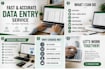do fast and accurate data entry and excel work